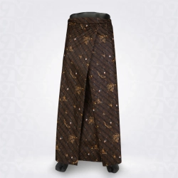 Print Lungi-Black Dark Orange Camel Percian Orange Cotton 